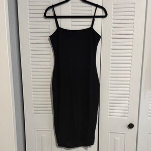 Lulu's Black Spaghetti Strap Midi Dress